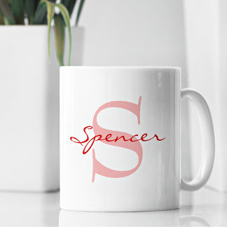 Mug Nom moderne & Monogramme Initial Classic