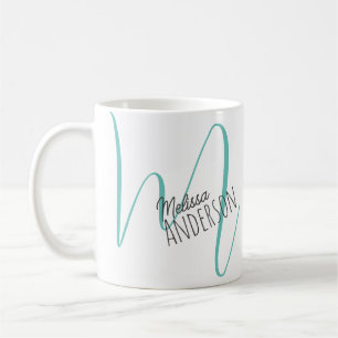 Mug Nom moderne Monogramme initial Personnalisé