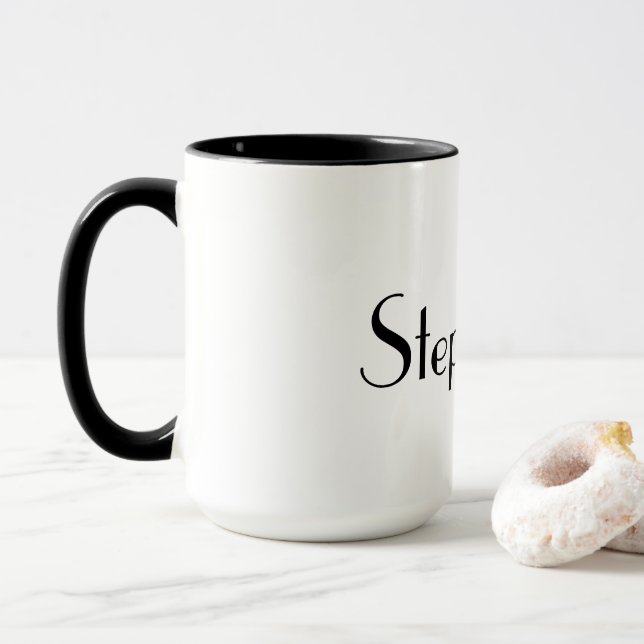 Mug Nom Monogram Modèle noir blanc Cool cadeau (Avec donut)