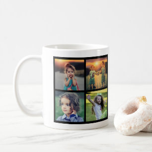 Mug Nom monogramme du collage photo de famille moderne