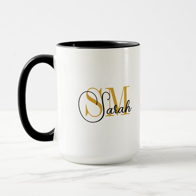 Mug Nom monogramme et élégante signature café (Gauche)