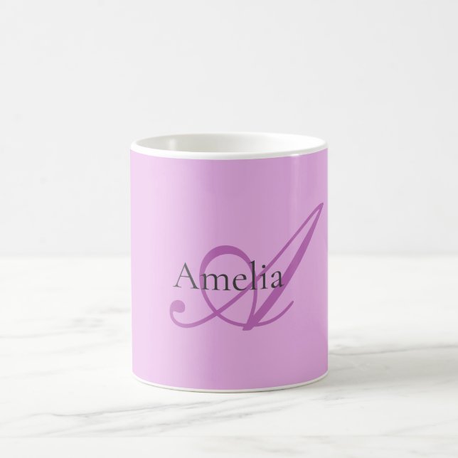 Mug Nom Monogramme Lettre initiale Orchid & Lilac (Centre)