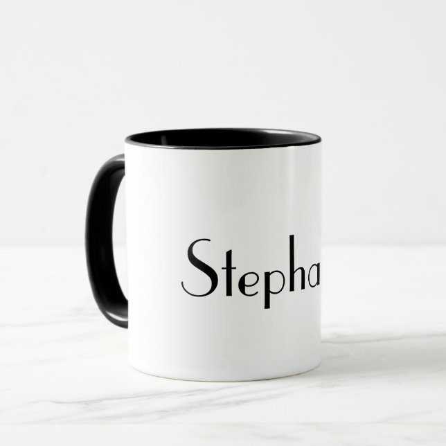 Mug Nom Monogramme Modèle Noir Blanc cadeau de Noël (Devant gauche)
