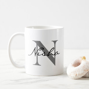 Mug Nom Monogramme Noir Gris