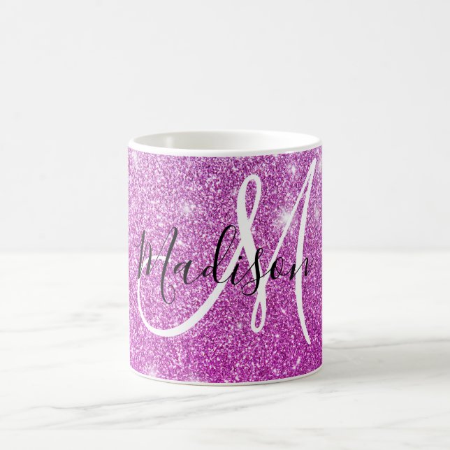 Mug Nom Monogramme Paillettes Violet Fille et Glamour (Centre)