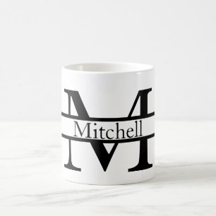 Mug Nom monogramme simple Personnalisé