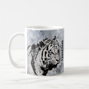 Mug Nom monographique en marbre blanc gris Tigre de Si