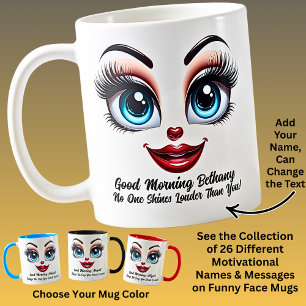 Mug Nom Motivation Bethany, Yeux Fabuleux Visage Drôle