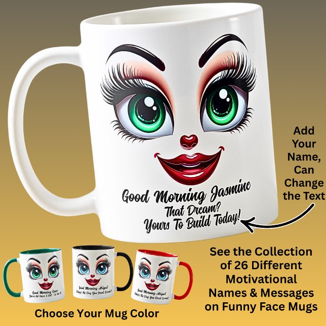 Mug Nom Motivation Jasmine, Yeux Fabuleux Visage Drôle (Créateur téléchargé)