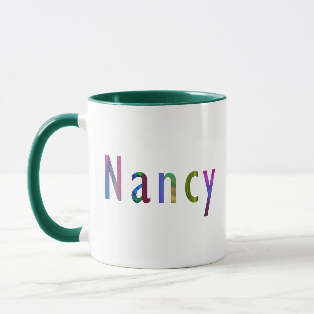 Mug Nom "Nancy" dans Vivid Spring Coloured Letored Art (Gauche)