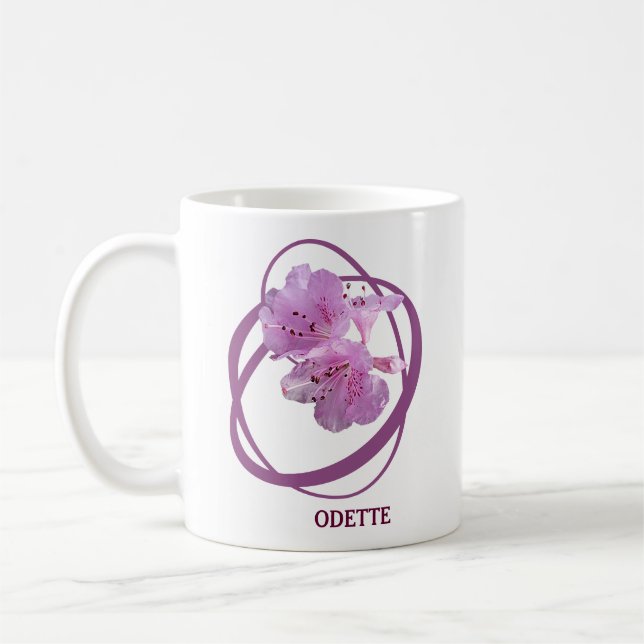 Mug Nom Odette personnalisable monogramme art floral r (Gauche)