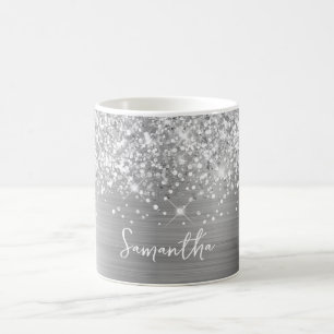 Mug Nom Pailleté Argent Glamour