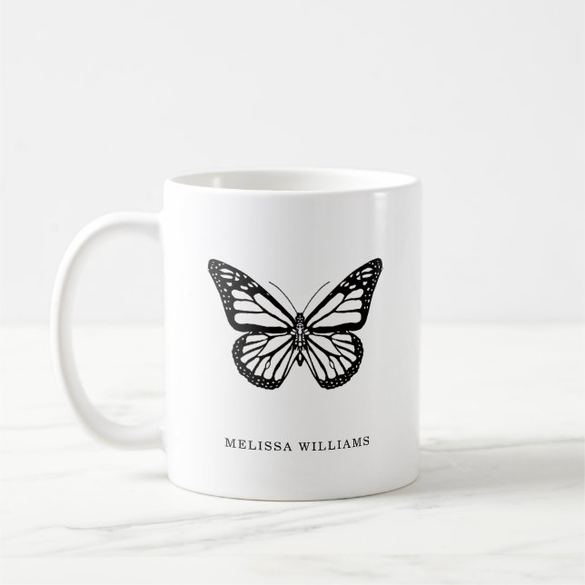Mug Nom Papillon Noir et Blanc (Gauche)