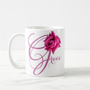 Mug Nom personnalisable Grace joli rose rose rose flor