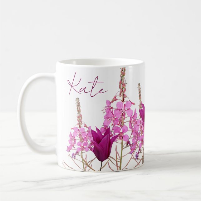 Mug Nom personnalisable Kate rose tulip fleurs sauvage (Gauche)