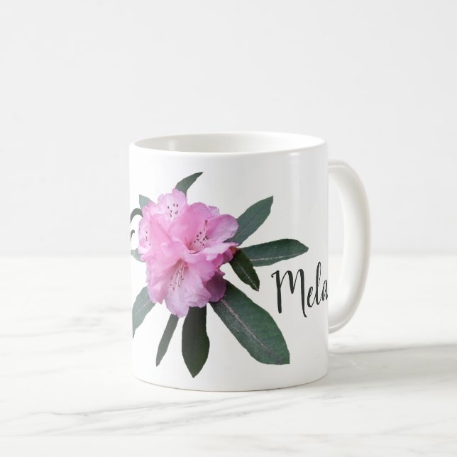 Mug Nom personnalisable Melanie jolie rose florale mig (Devant droit)