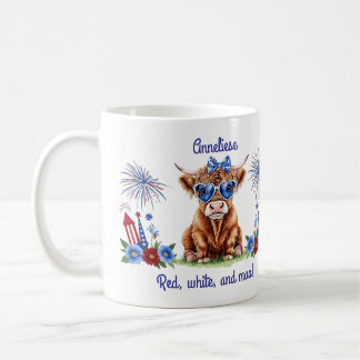 Mug Nom personnalisé 4 juillet Fireworks Jote Cow Funn