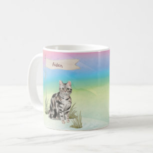 Mug Nom personnalisé American Short cheveux Pet Cat