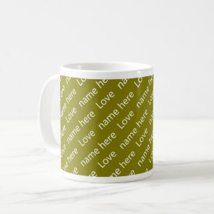 Mug Nom personnalisé Amour Élégant Motif Olive Green