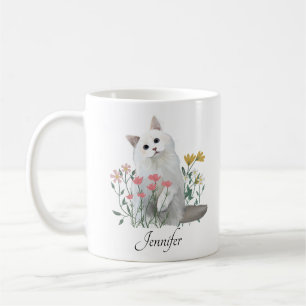 Mug Nom personnalisé Amoureux de les chats blancs