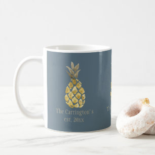 Mug Nom personnalisé Ananas Rustique Bleu