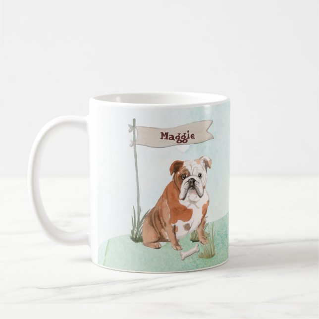 Mug Nom personnalisé Anglais Bulldog Pet Chien (Gauche)