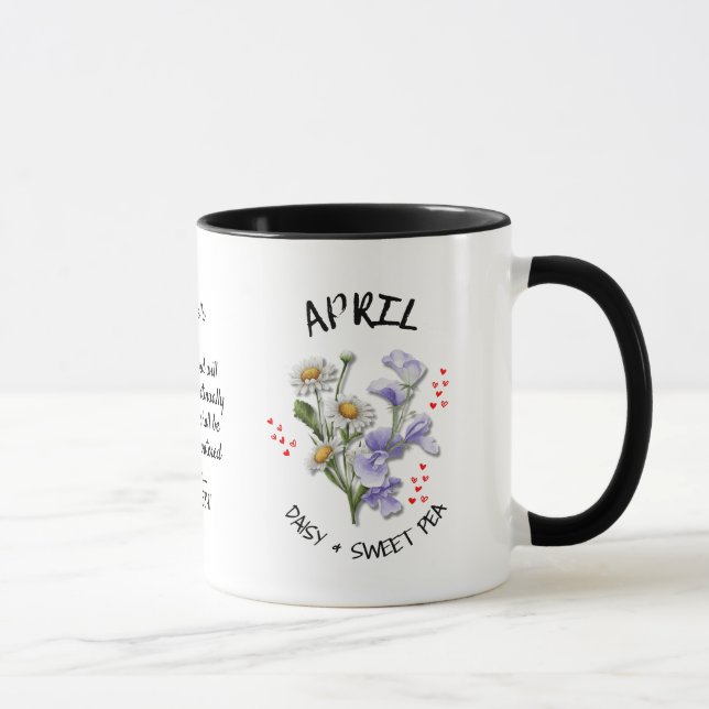 Mug Nom personnalisé APRIL Mois de naissance Fleur Chr (Droite)