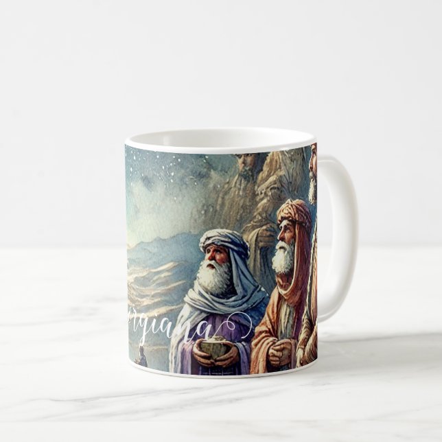 Mug Nom personnalisé Aquarelle Vintage Trois hommes sa (Devant droit)