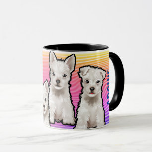 Mug Nom personnalisé arc-en-ciel et chiots Mug. Café M