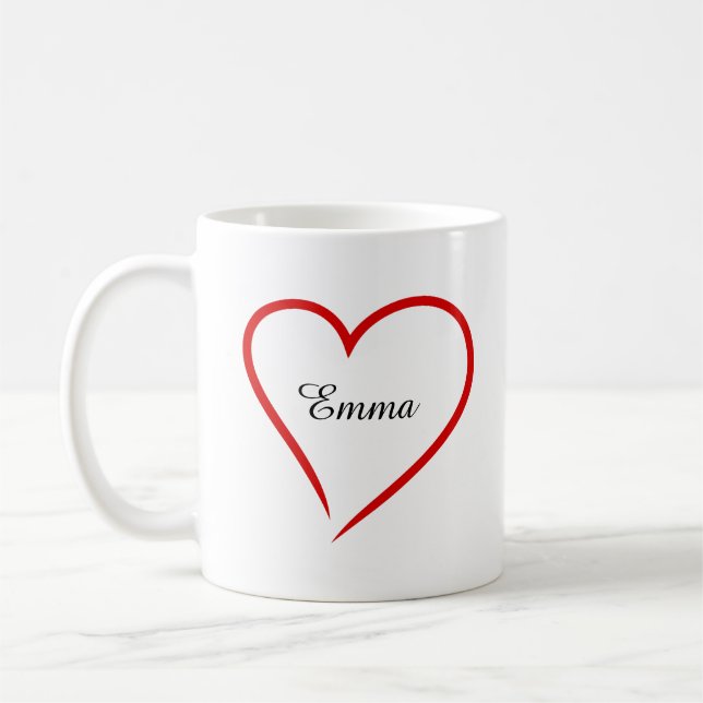 Mug Nom personnalisé avec cœur – Saint-Valentin (Gauche)
