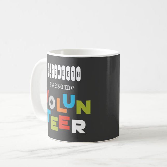 Mug Nom Personnalisé, Awesome Bénévole Appréciation (Devant gauche)