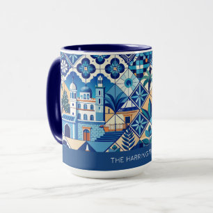 Mug Nom personnalisé Azulejo Tiles Motif