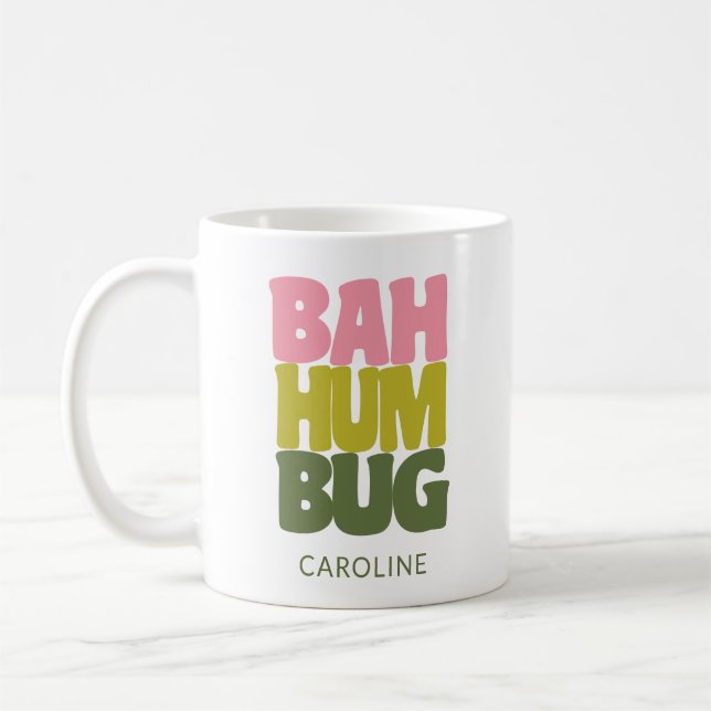 Mug Nom personnalisé Bah Humbug Citation de Noël (Gauche)