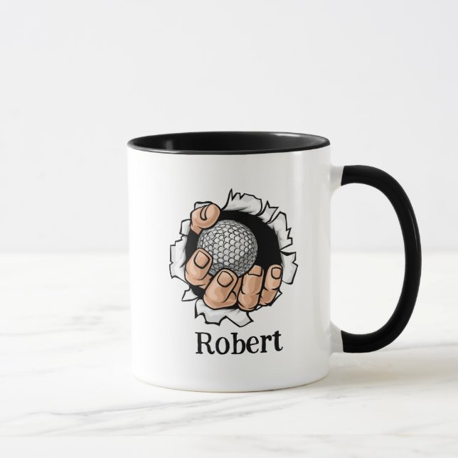 Mug Nom personnalisé Balle de golf drôle (Droite)