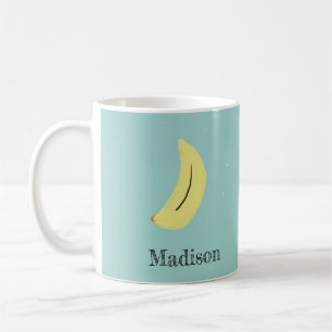 Mug Nom personnalisé banane peinte sur bleu
