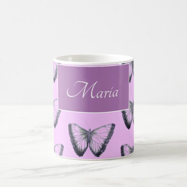 Mug Nom personnalisé Beau papillon (Centre)