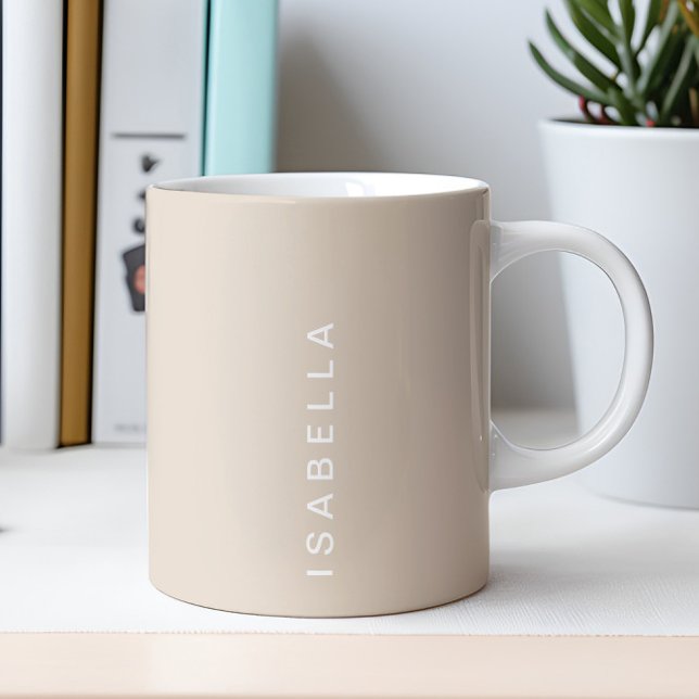 Mug Nom personnalisé beige minimaliste moderne (Créateur téléchargé)
