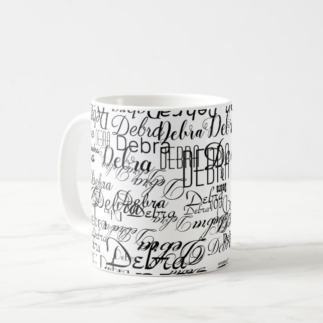 Mug Nom personnalisé . blanc de base personnalisé (Devant gauche)