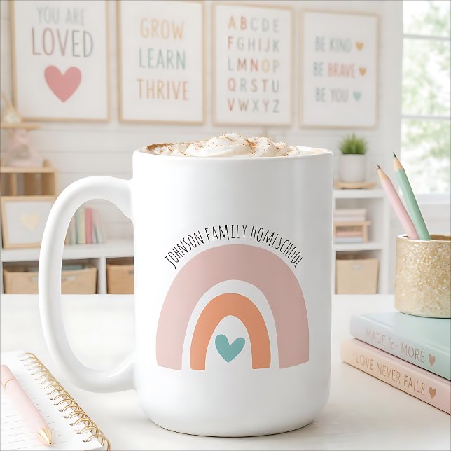 Mug Nom personnalisé Boho Arc-en-ciel École à la maiso (Créateur téléchargé)