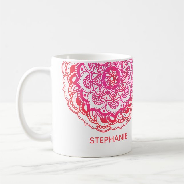 Mug Nom personnalisé Boho Mandala (Gauche)
