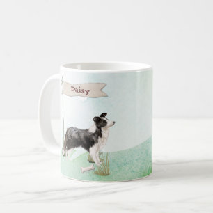 Mug Nom personnalisé Bordure Collie chien animal