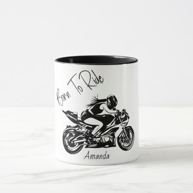 Mug Nom personnalisé Born To Ride (Centre)