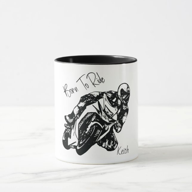 Mug Nom personnalisé Born To Ride (Centre)