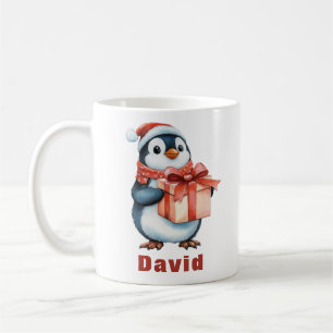 Mug Nom personnalisé cadeau de pingouin de Noël