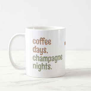 Mug Nom personnalisé "café jours, nuits champagne" tas