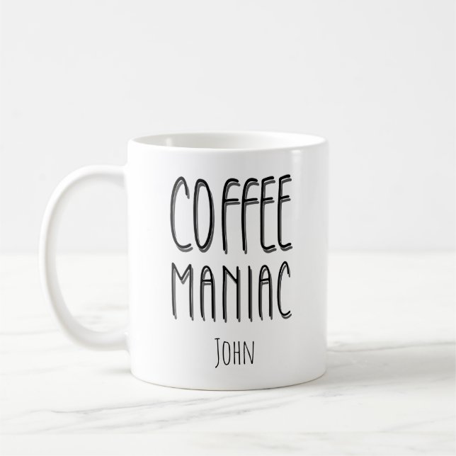 Mug Nom personnalisé Café Maniac - Drôle (Gauche)