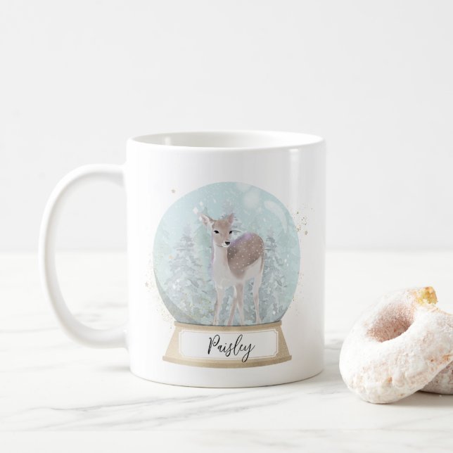Mug Nom personnalisé Cerf Noël (Avec donut)