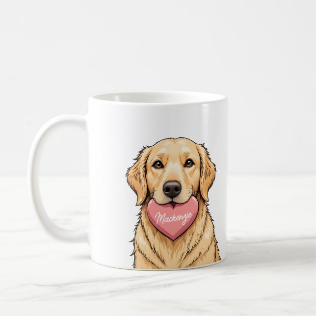 Mug Nom personnalisé Chien avec cœur Joyeuse Saint-Val (Gauche)