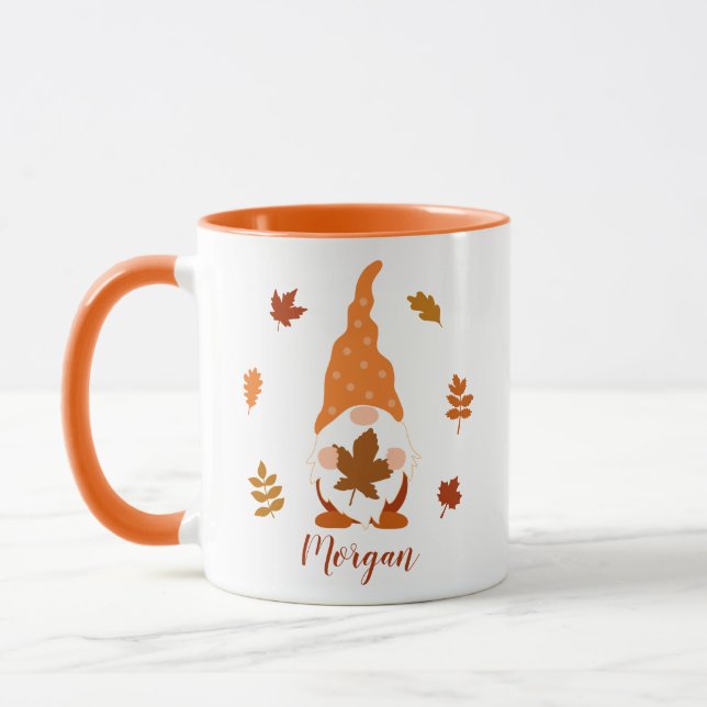 Mug Nom personnalisé Chute Gnome Chute Chute Feuille (Gauche)