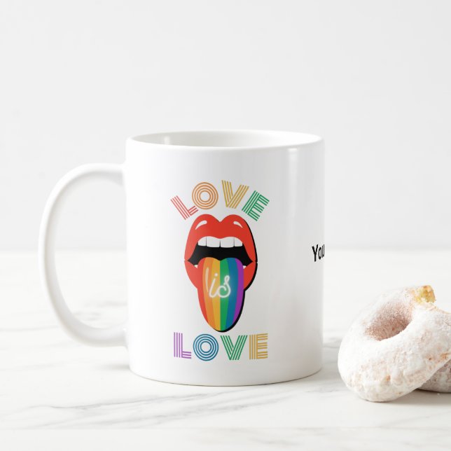 Mug Nom personnalisé Colorant LGBTQ Pride Mois (Avec donut)